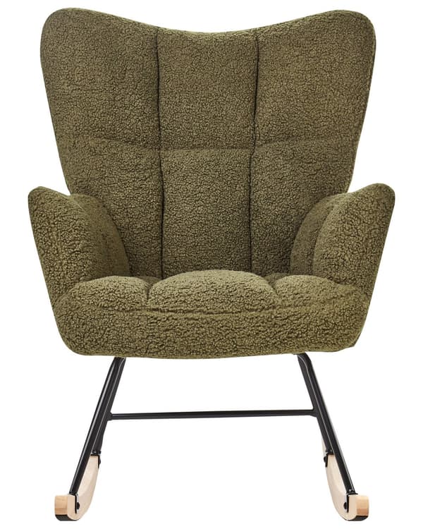 Gyngestol Mørkegrøn Boucle Læne Gynge Hvilestol Moderne Polstret Design