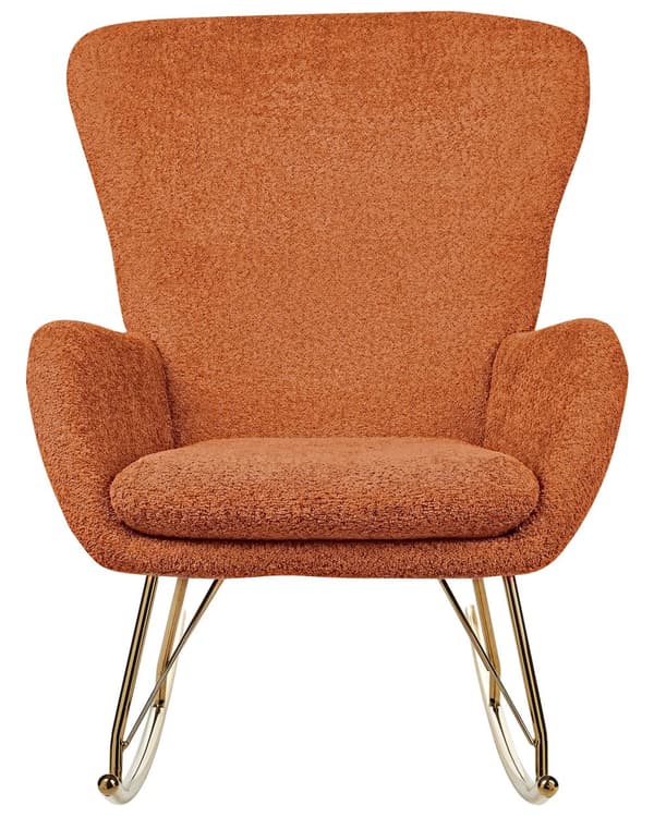 Gyngestol Orange Boucle Læne Gynge Hvilestol Moderne Polstret Design