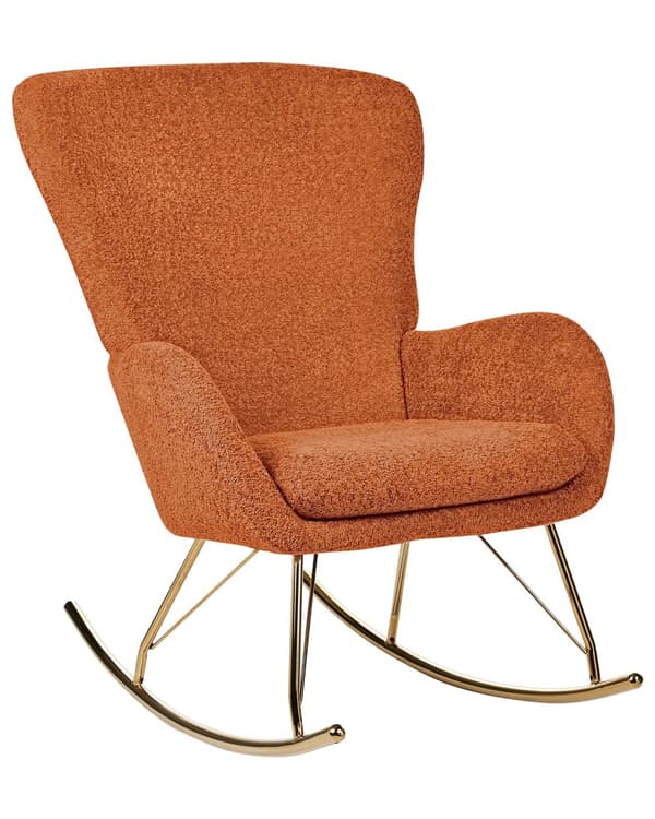 Gyngestol Orange Boucle Læne Gynge Hvilestol Moderne Polstret Design