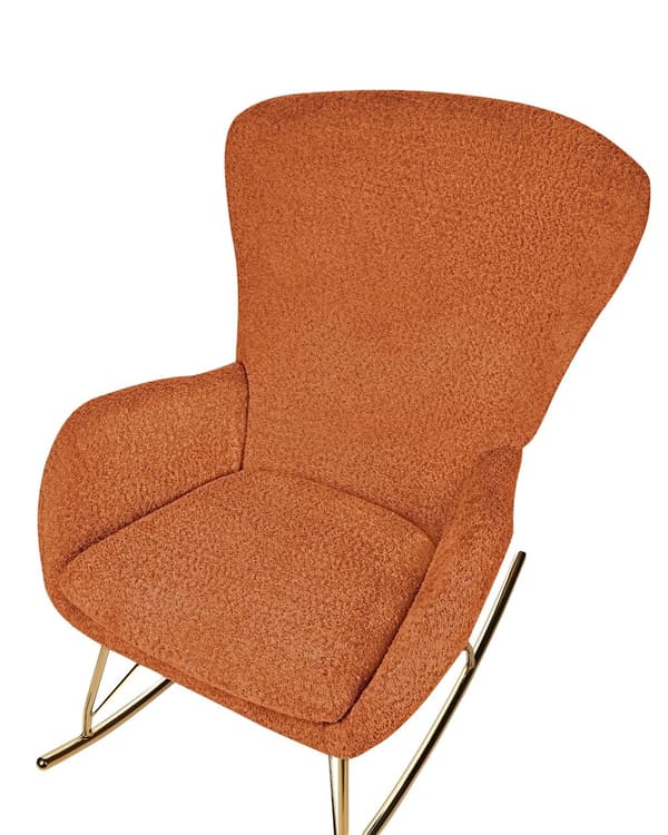 Gyngestol Orange Boucle Læne Gynge Hvilestol Moderne Polstret Design