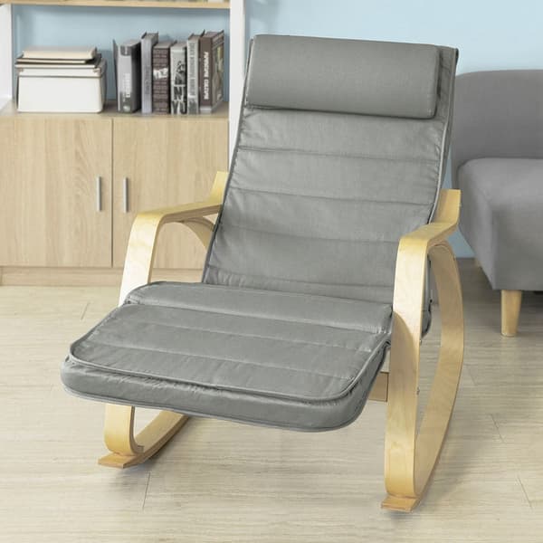 Rootz gyngestol - ammestol - gyngestol - 100% bomuldsbetræk - Justerbar fodstøtte - gulvbeskyttere i filt - 69 cm x 62 cm x 73,5 cm - Grå FST16-DG