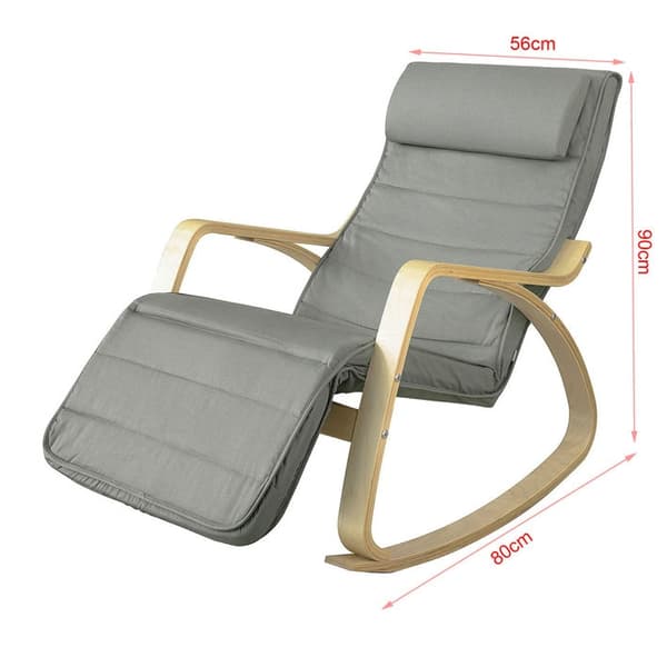 Rootz gyngestol - ammestol - gyngestol - 100% bomuldsbetræk - Justerbar fodstøtte - gulvbeskyttere i filt - 69 cm x 62 cm x 73,5 cm - Grå FST16-DG