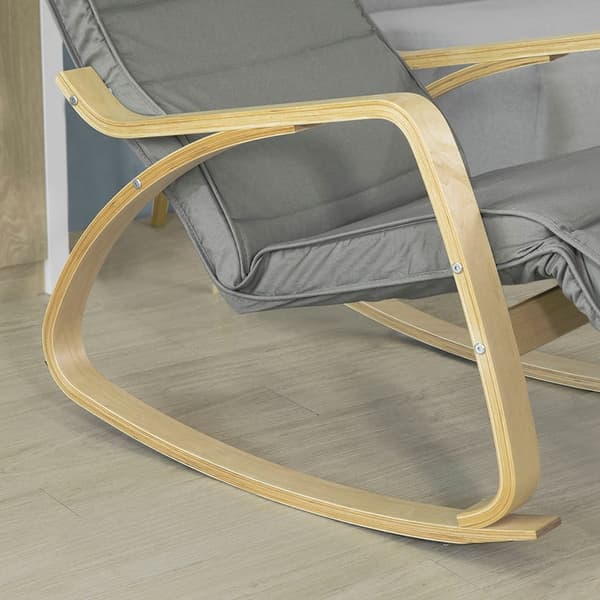 Rootz gyngestol - ammestol - gyngestol - 100% bomuldsbetræk - Justerbar fodstøtte - gulvbeskyttere i filt - 69 cm x 62 cm x 73,5 cm - Grå FST16-DG