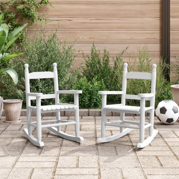 vidaXL Gyngestoler for barn 2 stk hvit heltre poppeltre