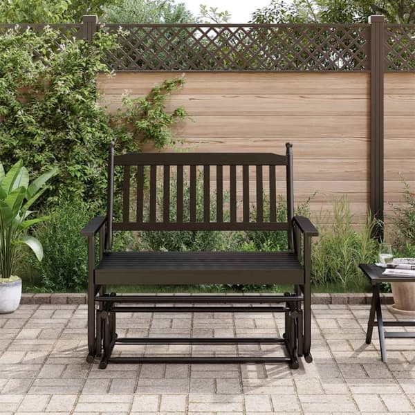 vidaXL Gyngebenk svart 118x70x104,5 cm heltre poppel