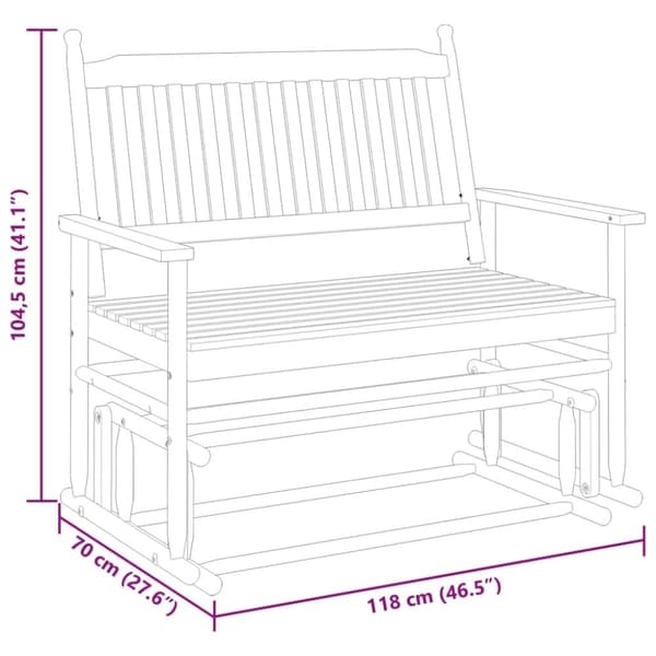 vidaXL Gyngebenk svart 118x70x104,5 cm heltre poppel