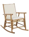 Miniatyrbild 1 av 7: Gungstol Ljust Trä Bambu Polyesterdynor Trädgård Uteplats Balkong Boho Naturlig Modern Design