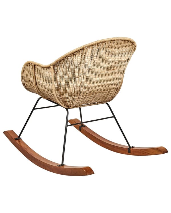Set med 2 Gungstolar Naturlig Rotting Medel Vänderbeständighet Inomhus Utomhus Boho-stil Trädgård Uteplats Balkong