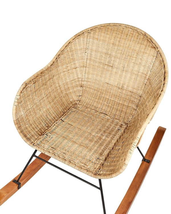 Set med 2 Gungstolar Naturlig Rotting Medel Vänderbeständighet Inomhus Utomhus Boho-stil Trädgård Uteplats Balkong