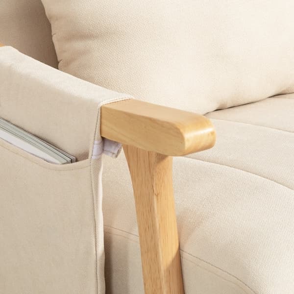 Rootz gungstol - Amningsstol - Avslappningsstol - Beige linnelook - Bred sits - Mjuk stoppning - Bokram - 65cm x 90cm x 98cm