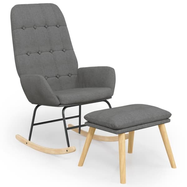 Gungstol med fotpall ljusgrå tyg
