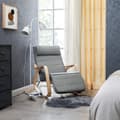 Miniatyrbillede 4 af 6: Rockstol - Slap af stol med Birchwood Armrests - Justerbar fodstøtte - Grå