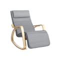 Miniatyrbillede 1 af 6: Rockstol - Slap af stol med Birchwood Armrests - Justerbar fodstøtte - Grå