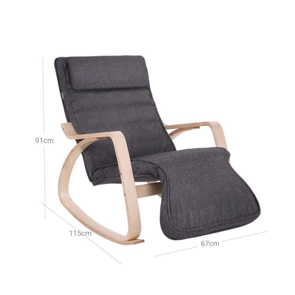 Relax Chair - Rocking Chair with Footstöd - Relax fåtölj - Dark Grey