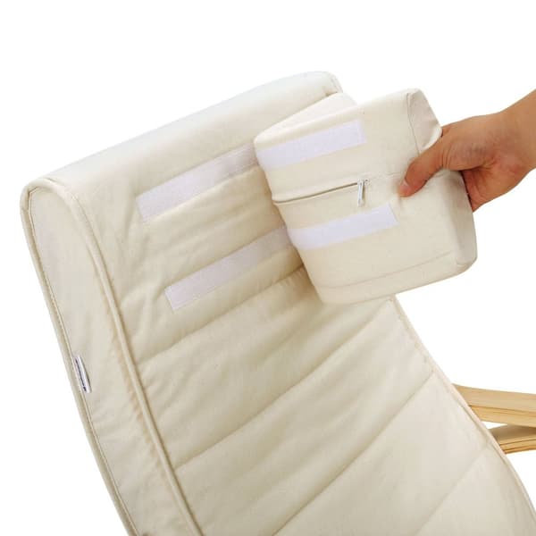 Keinutuoli - käsinojilla - koivupuu - säädettävä jalkatuki - jopa 150 kg - beige