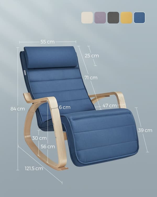 Rockingstol - Med armlæn - Birk Wood - Night Blue/Natural