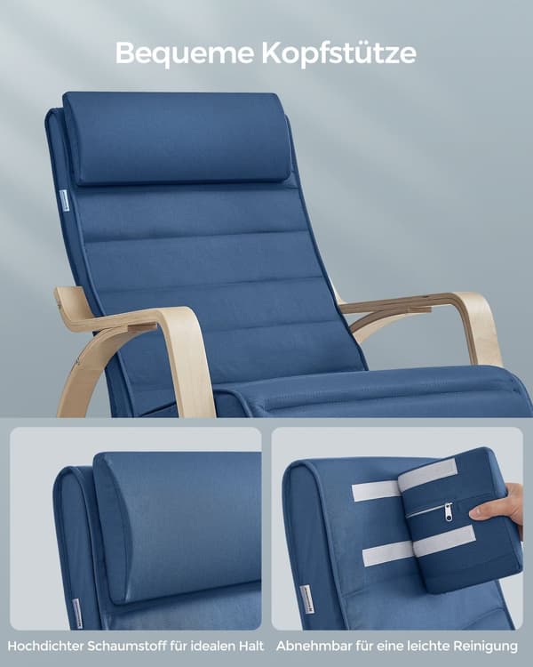 Rockingstol - Med armlæn - Birk Wood - Night Blue/Natural