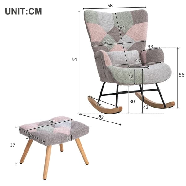 Rootz gyngestol & fodskammelsæt - Loungestol - Afslapningsstole - Flerfarvet - 68L x 83W x 91H cm - Komfort og ergonomisk design