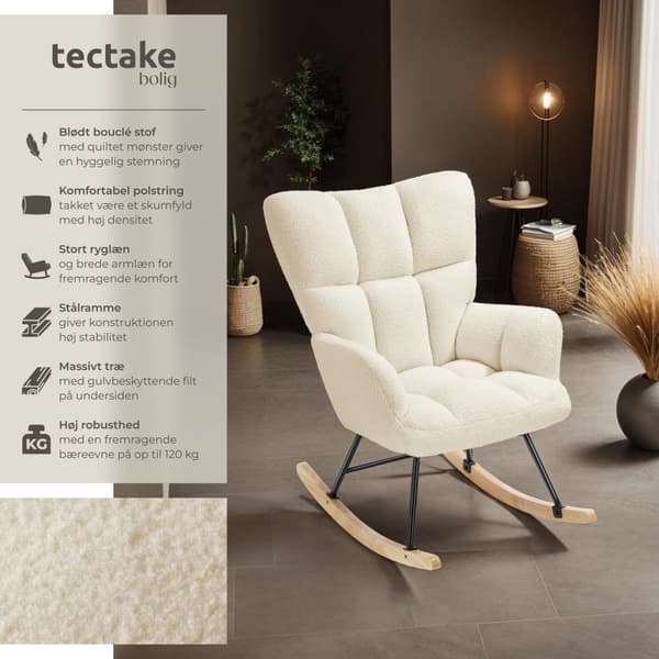 Gyngestol Torve, polstret, bouclé-stof - beige