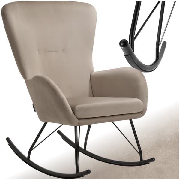 Gyngestol Swing med stålskinner og tyk polstring - sort/beige