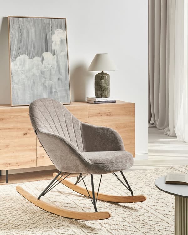 Gyngestol Taupe Stof Ben i metal Meier i træ Moderne design Stue Lænestol