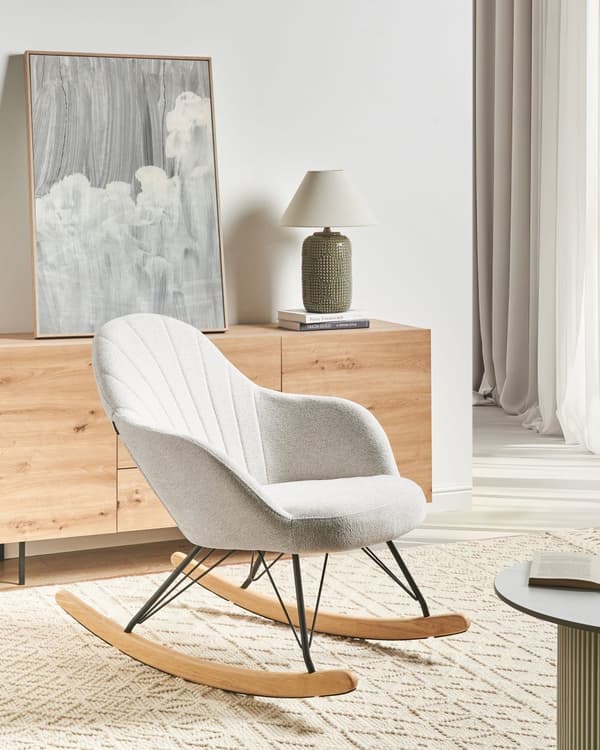 Gyngestol Off-white Stof Ben i metal Meier i træ Moderne design Stue Lænestol