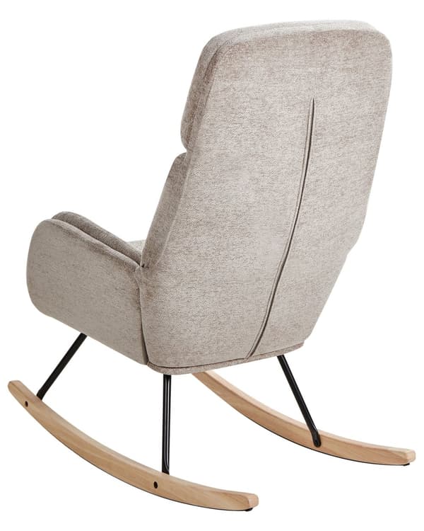 Ødelagt taupe polstret gyngestol på træpæle med armlæn moderne design