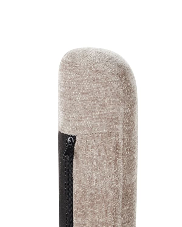 Ødelagt taupe polstret gyngestol på træpæle med armlæn moderne design