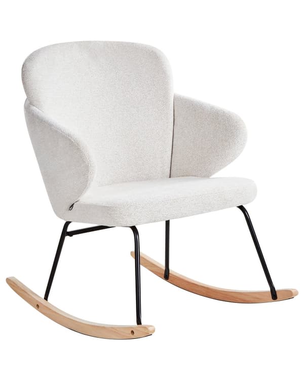 Gyngestol Off-white Stof Ben i metal Meier i træ Moderne design Stue Lænestol