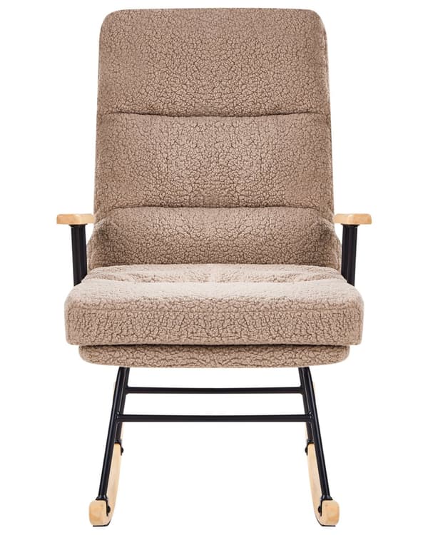 Gyngestol beige boucle polstring metal og gummi træben tilbagelænet ryglæn lounge