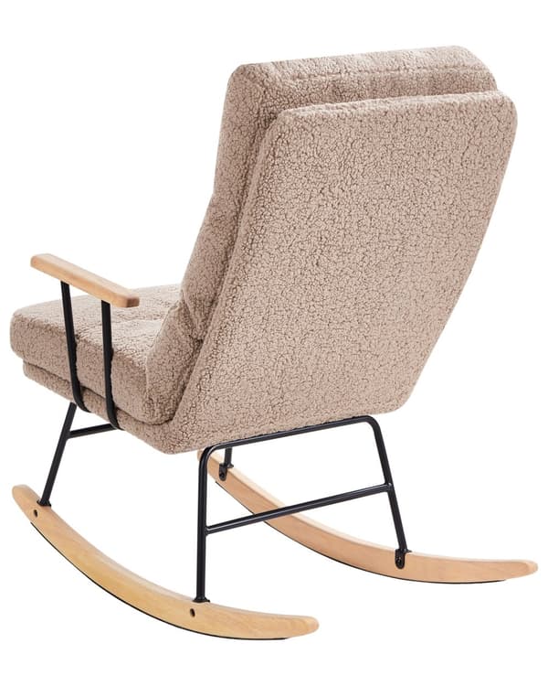 Gyngestol beige boucle polstring metal og gummi træben tilbagelænet ryglæn lounge
