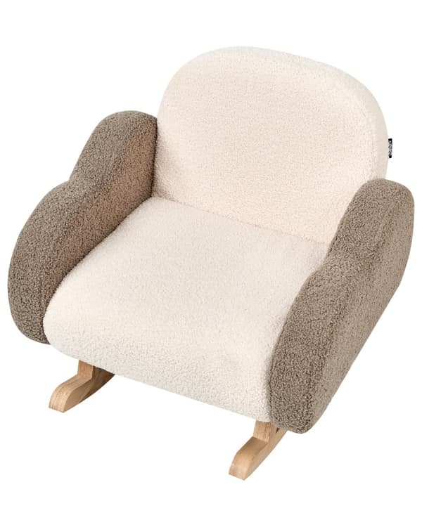Gyngestol for barn Beige Bouclé Ben i tre Armlener formet som en sky Barnestol Barnerom