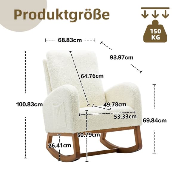 Mid-Century Modern Gungstol för Barn – Bekväm Gungstol med Hög Rygg och Mjuk Stoppning – Accentstol för Vardagsrum och Sovrum