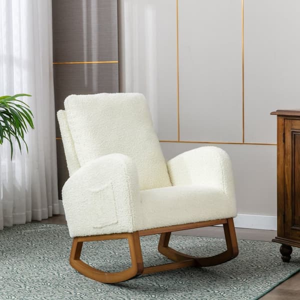 Mid-Century Modern Gungstol för Barn – Bekväm Gungstol med Hög Rygg och Mjuk Stoppning – Accentstol för Vardagsrum och Sovrum
