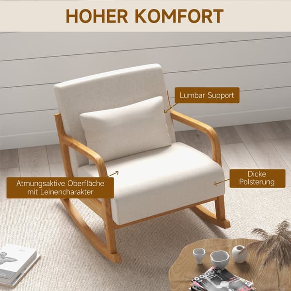 Gynge stol, 64.5x92x81.5 cm, Creme