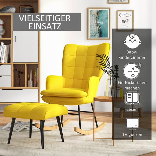 Gynge stol med skammel, 64x89x90 cm, Beige