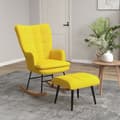 Miniatyrbillede 9 af 9: Gynge stol med skammel, 64x89x90 cm, Beige