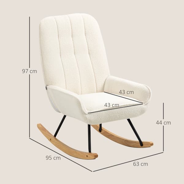 Gynge Stol, 63x95x97 cm, Creme Hvid