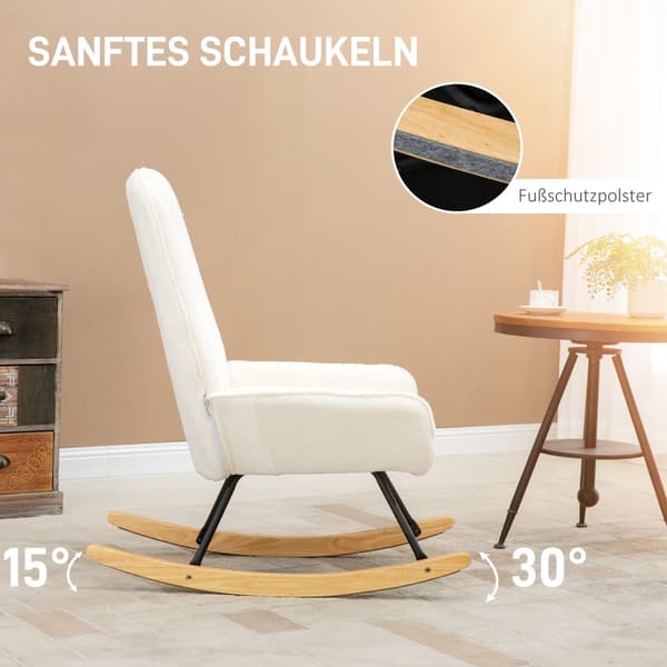 Gynge Stol, 63x95x97 cm, Creme Hvid