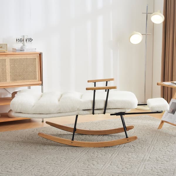 Bekväm gungstol med lutningsfunktion – 100 cm hög, 58 cm sits, manuell fotstöd och tyngdkraftsjustering, halkfri loungestol