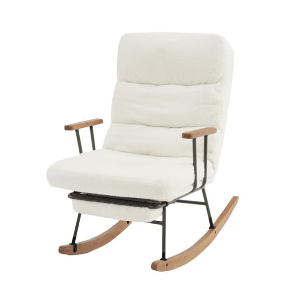 Bekväm gungstol med lutningsfunktion – 100 cm hög, 58 cm sits, manuell fotstöd och tyngdkraftsjustering, halkfri loungestol