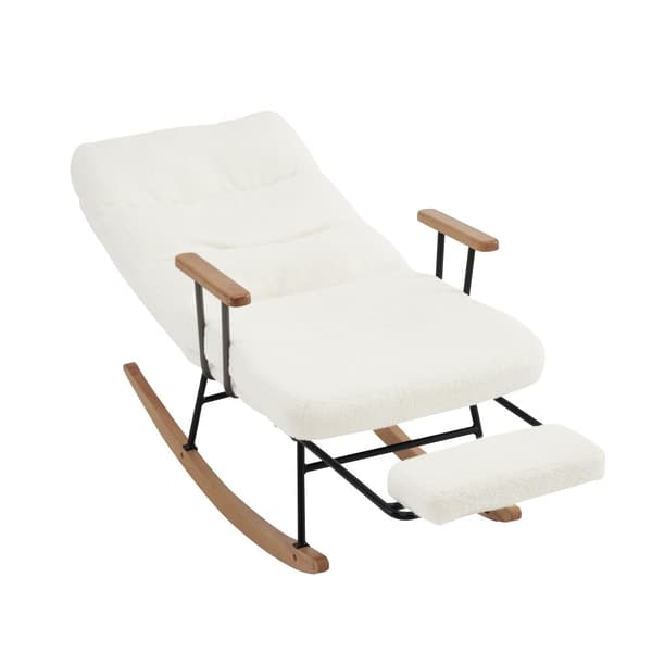 Bekväm gungstol med lutningsfunktion – 100 cm hög, 58 cm sits, manuell fotstöd och tyngdkraftsjustering, halkfri loungestol