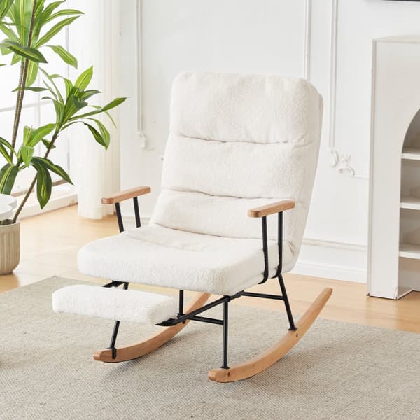 Bekväm gungstol med lutningsfunktion – 100 cm hög, 58 cm sits, manuell fotstöd och tyngdkraftsjustering, halkfri loungestol