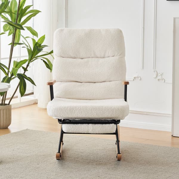 Bekväm gungstol med lutningsfunktion – 100 cm hög, 58 cm sits, manuell fotstöd och tyngdkraftsjustering, halkfri loungestol
