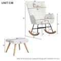 Pikkukuva 4 / 11: Ergonominen valkoinen keinutuoli 92 cm korkea – rahilla (49×38×38 cm) ja niskatyynyllä, tukeva runko kumipuuta, maksimipaino 113 kg