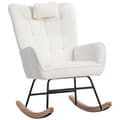 Pikkukuva 9 / 11: Ergonominen valkoinen keinutuoli 92 cm korkea – rahilla (49×38×38 cm) ja niskatyynyllä, tukeva runko kumipuuta, maksimipaino 113 kg