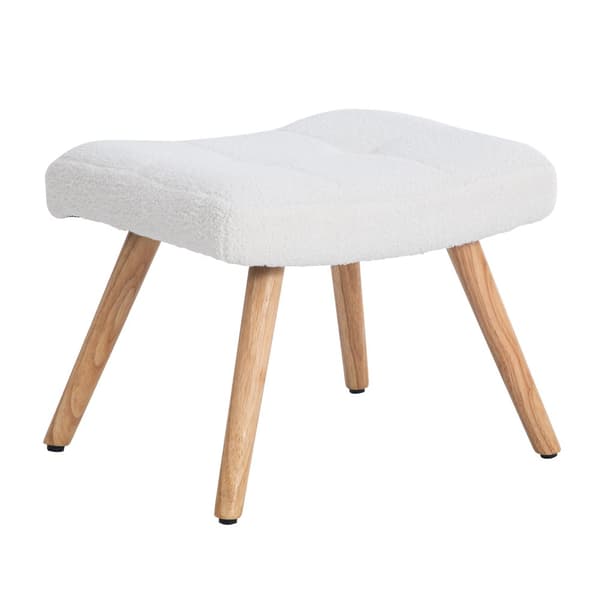 Ergonominen valkoinen keinutuoli 92 cm korkea – rahilla (49×38×38 cm) ja niskatyynyllä, tukeva runko kumipuuta, maksimipaino 113 kg