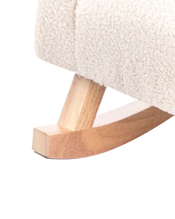 Gyngestol for Barn Lysebeige Boucle Innendørs Gyngestoler i Tre med Armlener