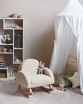 Miniatyrbilde 2 av 10: Gyngestol for Barn Lysebeige Boucle Innendørs Gyngestoler i Tre med Armlener