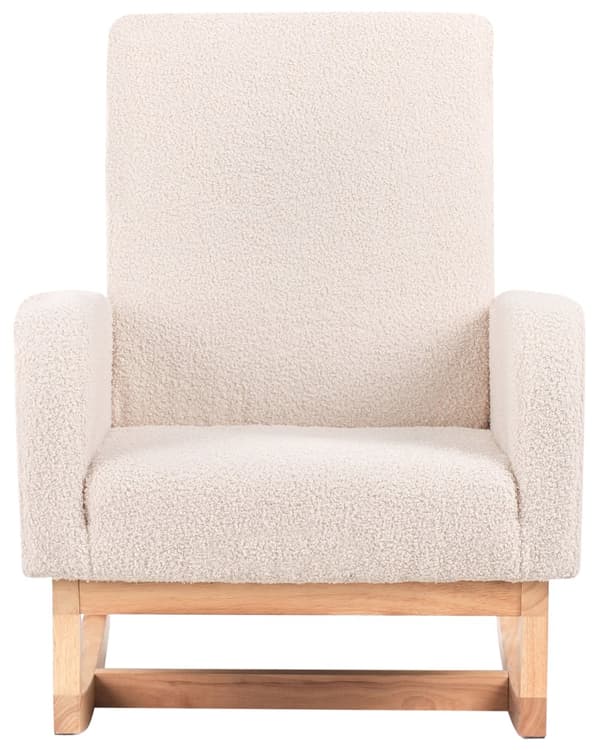 Gyngestol for Barn Lysebeige Boucle Innendørs Gyngestoler i Tre med Armlener